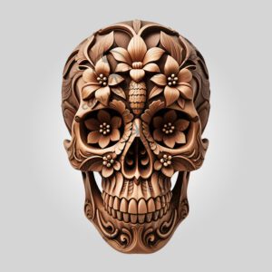 3D Illusion Laser Engraving File, Ornate Wooden Skull,