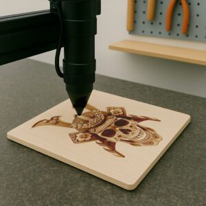 3D Illusion Laser Engraving File, Samurai Skull Art,