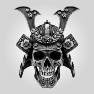 3D Illusion Laser Engraving File, Samurai Skull Art,