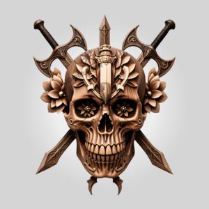 3D Illusion Laser Engraving File, Warrior Skull Art,