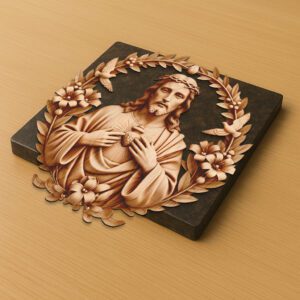 3D Illusion Laser Engraving Jesus Heart Religious Decor