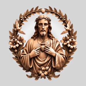 3D Illusion Laser Engraving Jesus Heart Religious Decor