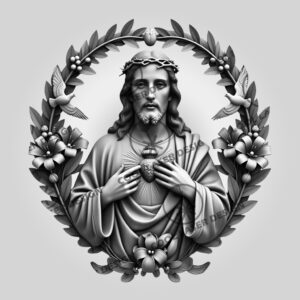 3D Illusion Laser Engraving Jesus Heart Religious Decor