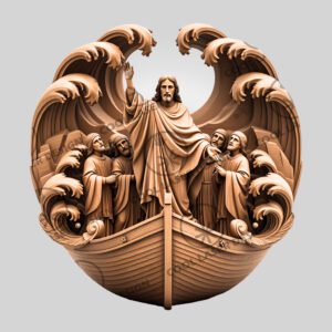 3D Illusion Laser Engraving Jesus in Boat with