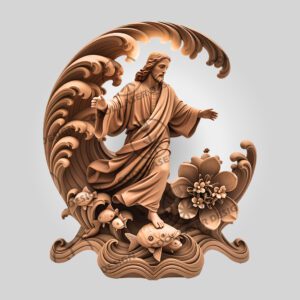3D Illusion Laser Engraving Jesus Riding Waves Inspirational