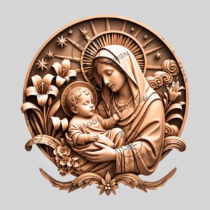 3D Laser Engraved Virgin Mary and Baby, Religious