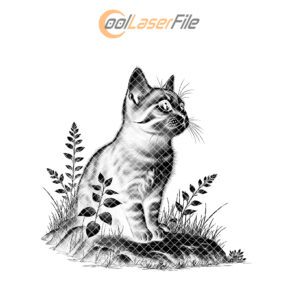 Cat on Rock Laser Engraving File, Slate Coaster
