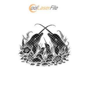Narwhal Family Slate Cheese Board Engraving File, Arctic