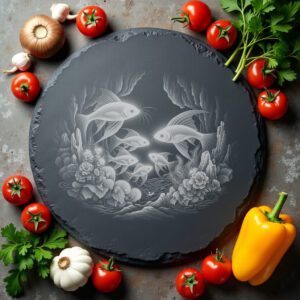 Slate Cheese Board Engraving File, Anglerfish Family Ocean