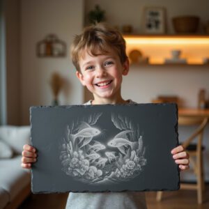 Slate Cheese Board Engraving File, Anglerfish Family Ocean