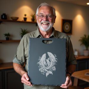 Slate Cheese Board Engraving File, Beluga Whale Family