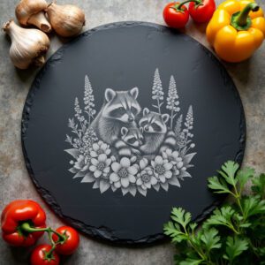 Slate Cheese Board Engraving File, Coati Family Foxglove