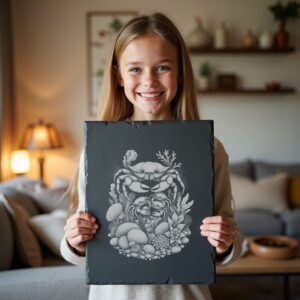 Slate Cheese Board Engraving File, Crab Family Seafloor
