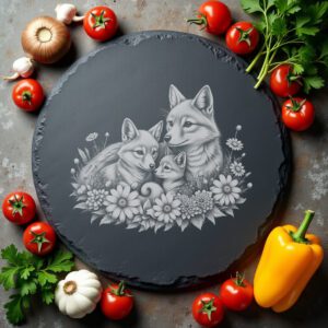 Slate Cheese Board Engraving File, Dhole Family Cosmos