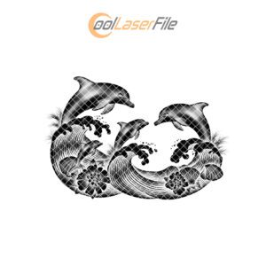 Slate Cheese Board Engraving File, Dolphin Family Sunset,