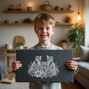 Slate Cheese Board Engraving File, Lemur Family with