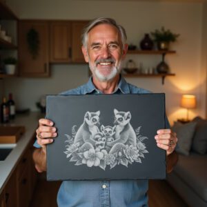 Slate Cheese Board Engraving File, Lemur Family with