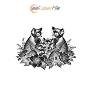 Slate Cheese Board Engraving File, Lemur Family with