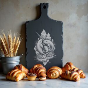 Slate Cheese Board Engraving File, Narwhal Trio Design,