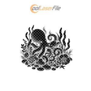 Slate Cheese Board Engraving File, Octopus Family Kelp