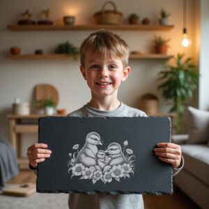Slate Cheese Board Engraving File, Platypus Family, Buttercup