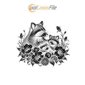 Slate Cheese Board Engraving File, Raccoon Family, Sweet
