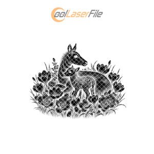 Slate Cheese Board Engraving File, Saiga Antelope, Crocus