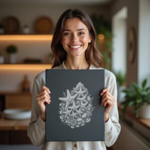 Slate Cheese Board Engraving File, Starfish Trio Design,