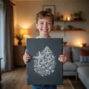 Slate Cheese Board Engraving File, Starfish Trio Design,