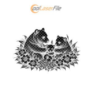 Slate Cheese Board Engraving File, Sun Bear Family