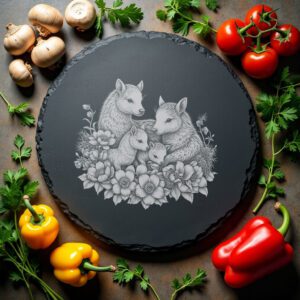 Slate Cheese Board Engraving File, Takin Family Rhododendrons,