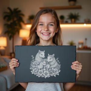 Slate Cheese Board Engraving File, Takin Family Rhododendrons,