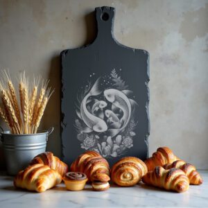 Slate Cheese Board Laser Engraving File, Anglerfish Family