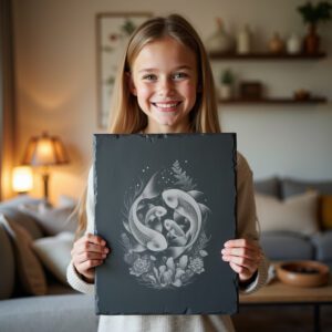 Slate Cheese Board Laser Engraving File, Anglerfish Family