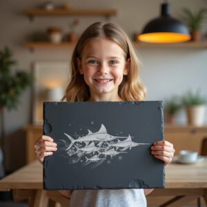 Slate Cheese Board Laser Engraving Template, Swordfish Family
