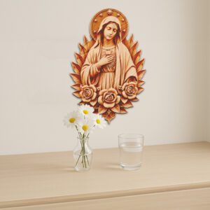 Virgin Mary 3D Illusion Laser Engraving File, Roses