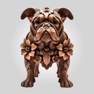 3D Bulldog Illusion Laser Engraving File, Floral Dog