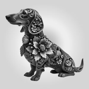 3D Dachshund Laser Engraving File, Dog Art Digital
