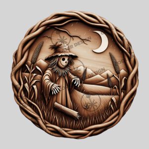 3D Halloween Illusion Laser File, Spooky Scarecrow Cornfield