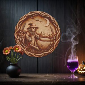 3D Halloween Illusion Laser File, Spooky Scarecrow Cornfield