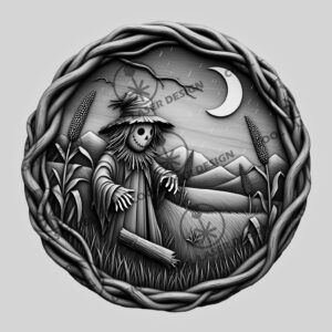 3D Halloween Illusion Laser File, Spooky Scarecrow Cornfield