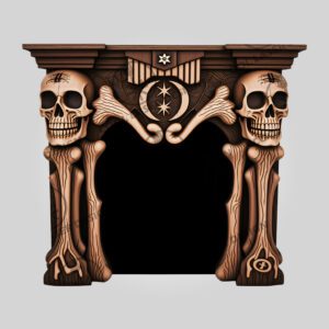 3D Halloween Skull Laser Engraving File, Spooky Fireplace