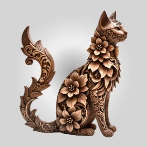 3D Illusion Laser Engraving File, Balinese Cat Art,