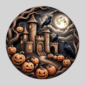 3D Illusion Laser Engraving File, Halloween Pumpkin Castle