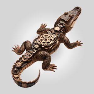 3D Illusion Laser Engraving File, Steampunk Alligator, Mechanical