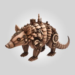 3D Illusion Laser Engraving File, Steampunk Armadillo, Mechanical