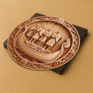 3D Illusion Laser Engraving File, Viking Ship Burial,