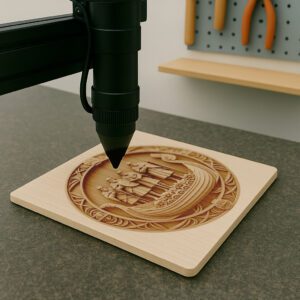 3D Illusion Laser Engraving File, Viking Ship Burial,