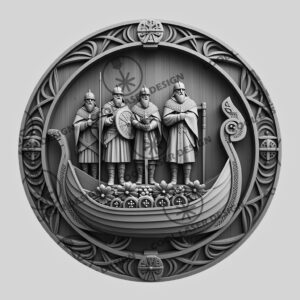 3D Illusion Laser Engraving File, Viking Ship Burial,