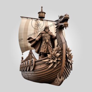 3D Illusion Laser Engraving File, Viking Ship Warrior